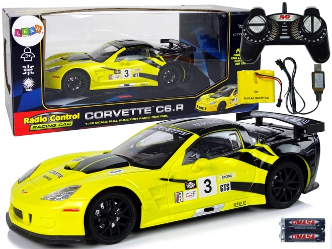 Závodní sportovní auto R/C 1:18 Corvette C6.R žlutá 2.4 G světla