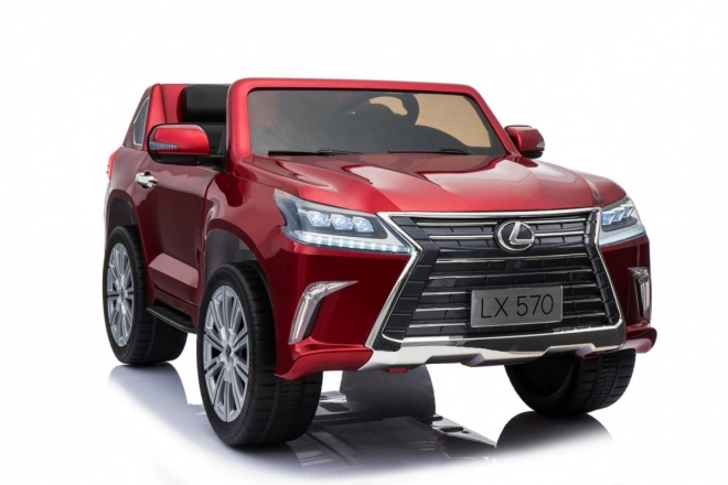 Lexus LX570 Lakované auto pro 2 děti Červená + dálkové ovládání + EVA kola + rádio MP3 LED