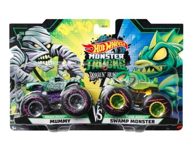 Sada vozidel Monster Trucks 2-pack Podium Crasher Mumie vs Piran Ahhh Swamp Monster