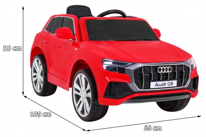 Audi Q8 Zvedák pro děti baterie Červená + Dálkové ovládání + EVA + Pomalý start + MP3 USB + LED dioda