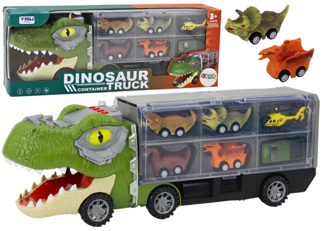 Dinosaur Transport Truck 6ks Světla Zvuky Zelená