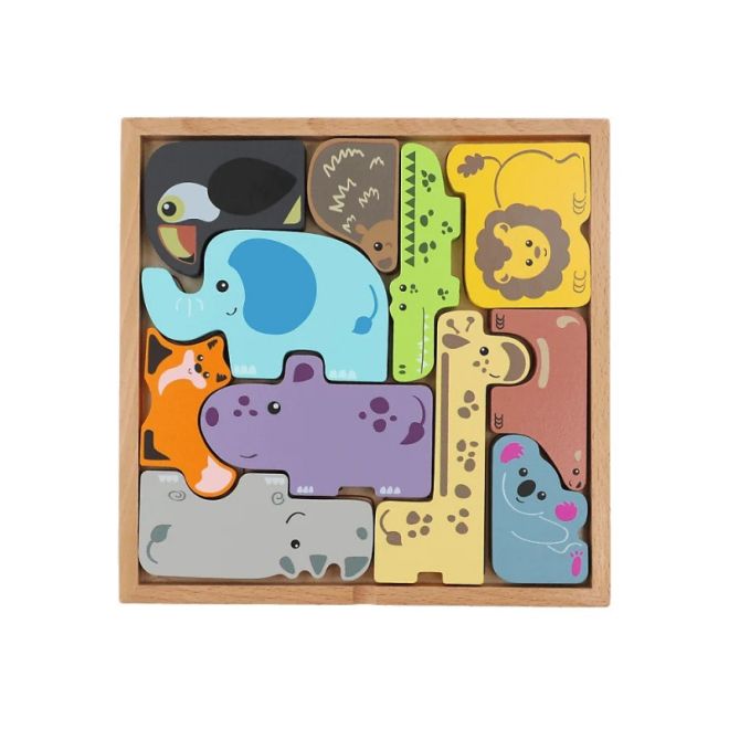 Dřevěné puzzle Zoo crew animals