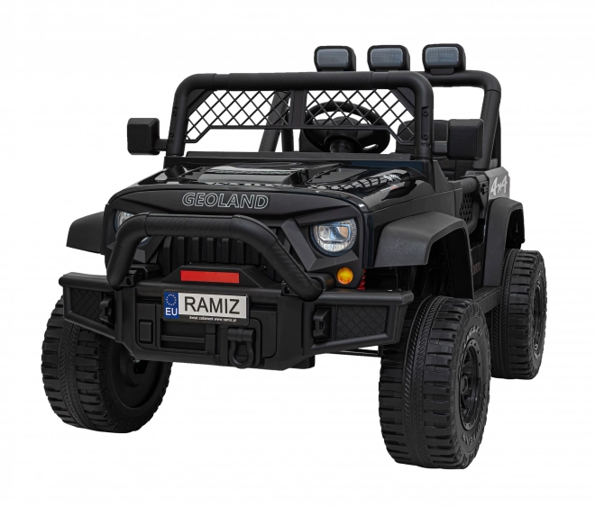 Geoland Výkonné terénní auto pro 2 děti černé + dálkové ovládání + motory 2x200W + zavazadlový prostor + rádio MP3 + LED dioda