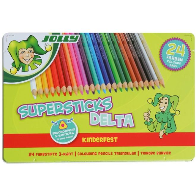 Trojhranné tužky Delta 24 barev v kovové krabičce