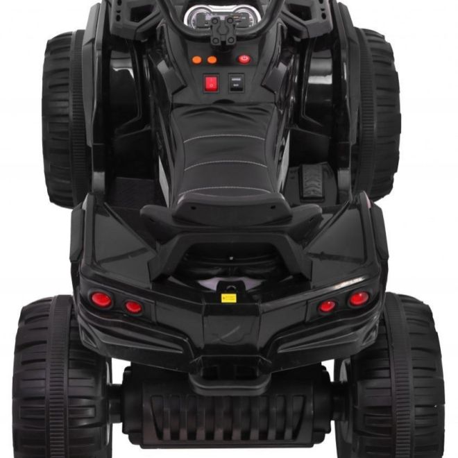Dětská bateriová čtyřkolka černá + kola EVA + rádio MP3 + LED + pomalý start