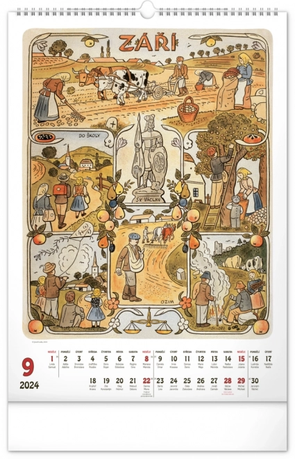 Nástěnný kalendář Josef Lada – Měsíce 2024, 33 × 46 cm