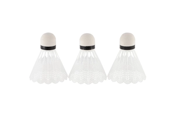 Míčky/Košíčky na badminton bílé plast 3ks na kartě 11x22cm