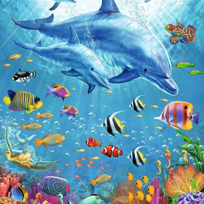 RAVENSBURGER Puzzle Mezi delfíny XXL 100 dílků