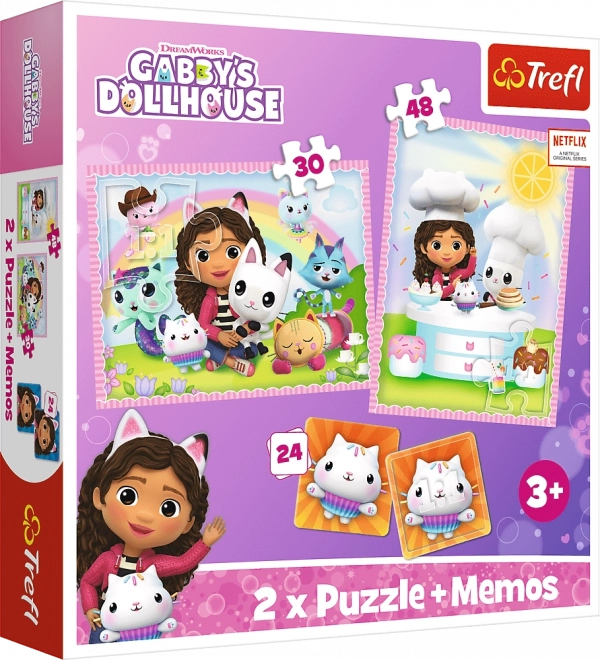 TREFL Sada 3v1 Gábinin kouzelný domek (2x puzzle + pexeso)