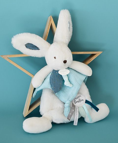Doudou Plyšový králíček s muchláčkem 25 cm modrá