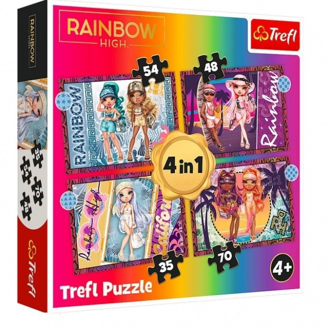 Puzzle 4v1 Módní duhové vysoké panenky