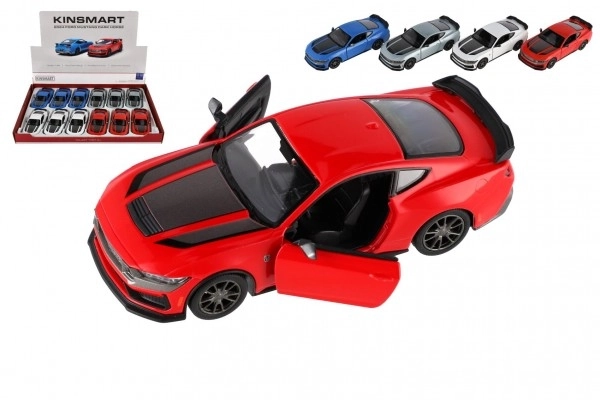 Auto Kinsmart 2024 Ford Mustang Dark Horse 1:38 kov/plast 12,5cm 4 barvy na zpětné nat. 12ks v boxu