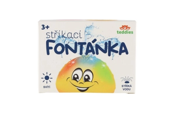 Hračka do vody Fontánka stříkací plast 10cm na baterie se světlem v krabičce 11x11x8cm – Žlutá