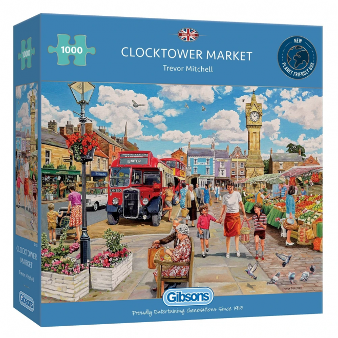 GIBSONS Puzzle Trh pod hodinovou věží 1000 dílků