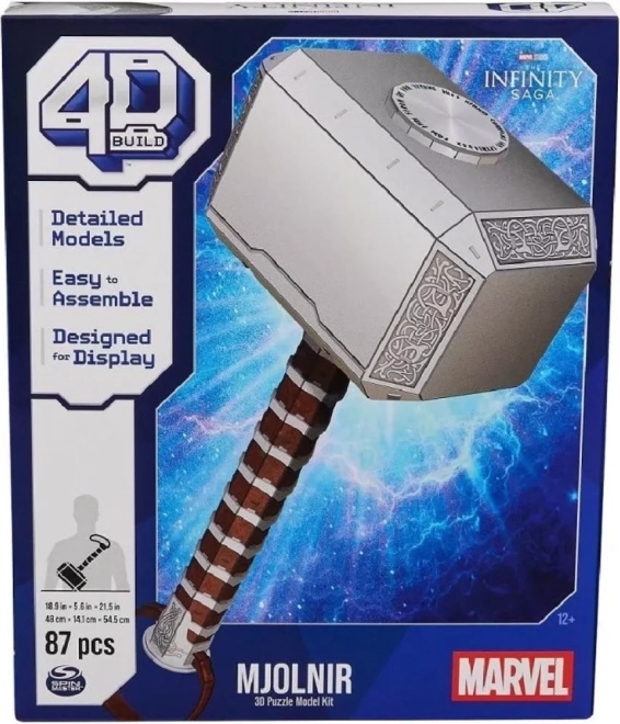 4D BUILD 3D Puzzle Marvel: Thórovo kladivo 87 dílků