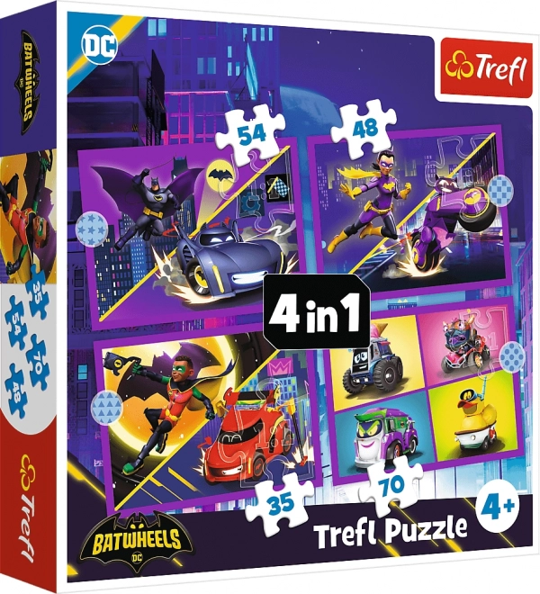 TREFL Puzzle Batwheels: Seznamte se 4v1 (35,48,54,70 dílků)