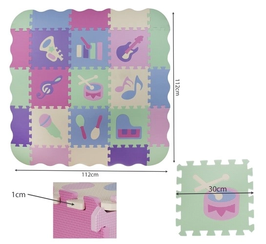 Barevné pěnové puzzle s hudebními nástroji a ohrádkou - 25 kusů