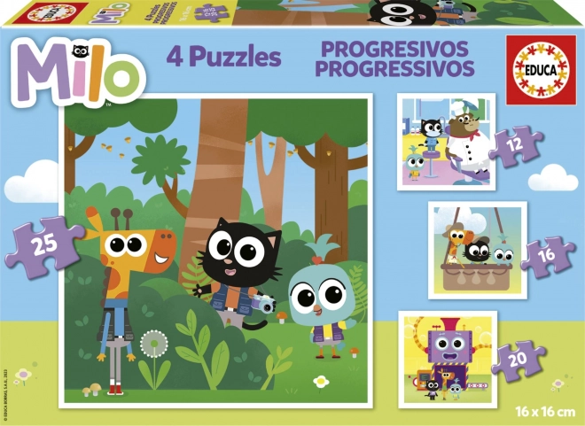 EDUCA Puzzle Milo 4v1 (12,16,20,25 dílků)