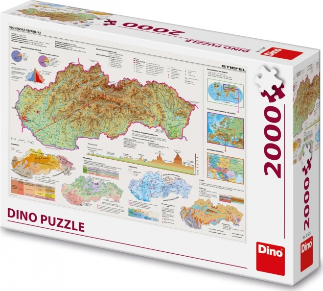 Puzzle Mapa Slovenska 97x69cm 2000 dílků v krabici 32x23x7cm