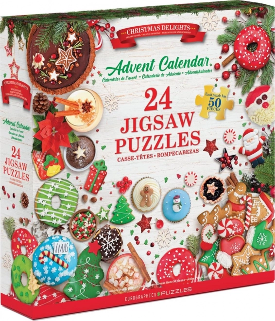 Adventní kalendář s puzzle Eurographics: Vánoční dobroty - 24 x 50 dílků