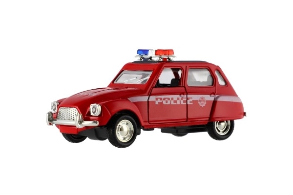 Auto policie retro 11cm kov/plast na zpětné natažení na baterie se světlem 4 druhy