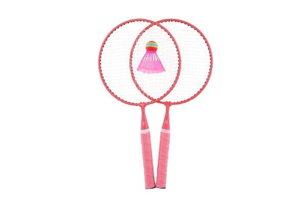 Badminton sada dětská kov/plast 2 pálky + 3 košíčky 2 barvy v síťce 23x45x6cm