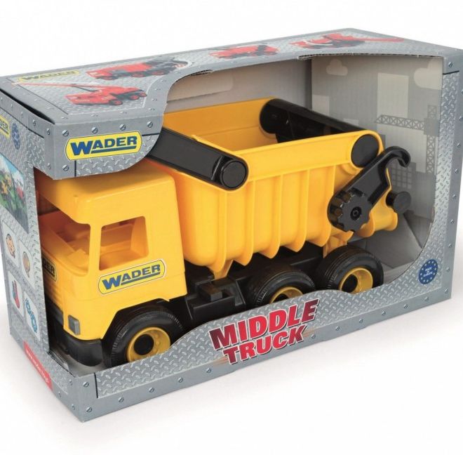 Žlutý 38 cm sklápěč Middle Truck v krabici