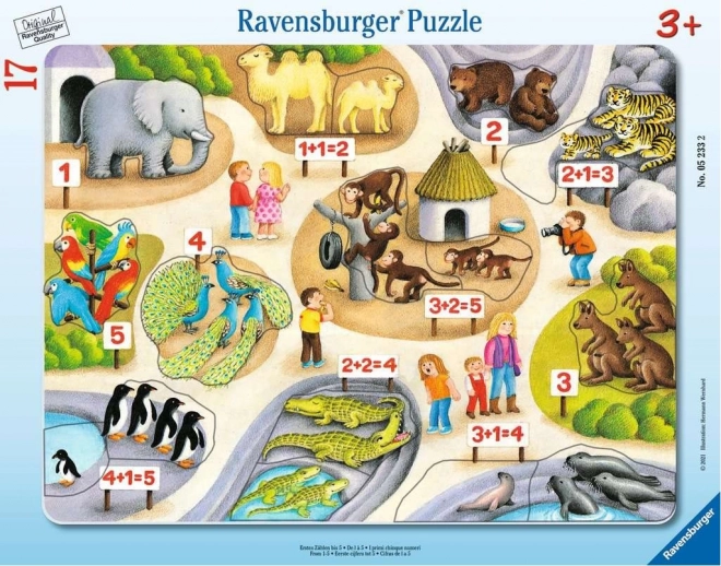 RAVENSBURGER Puzzle První počty do 5 v ZOO 17 dílků