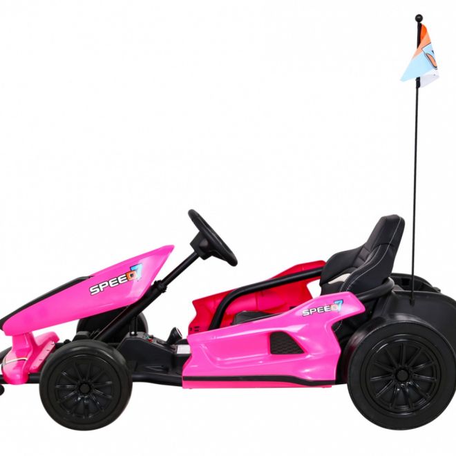 Speed 7 Drift King motokára na baterie pro děti Růžová + funkce Drift + sportovní sedadlo + 2 rychlosti + EVA