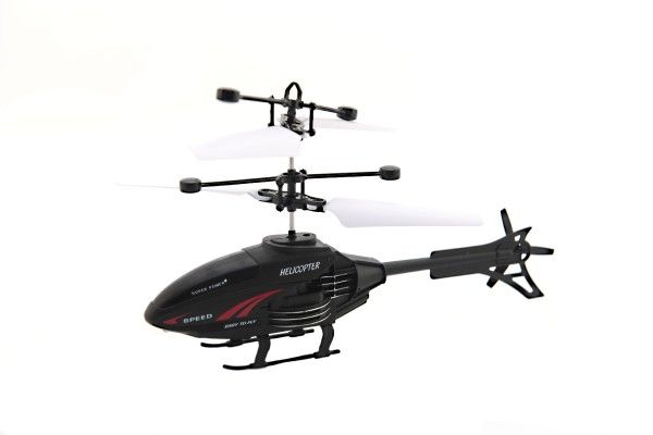 Vrtulník plast 16cm reagující na pohyb ruky s USB nabíjecím kabelem v krabici 22x15x5cm