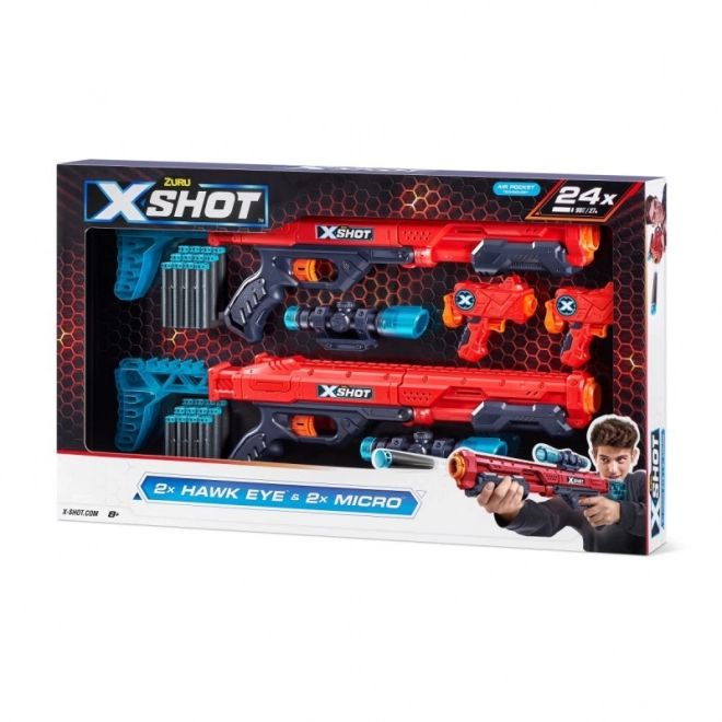 Sada X-Shot Excel Double Hawk Eye & Double Micro Combo Launcher Set