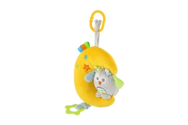 Měsíc se sovou plyš závěs na postýlku/kočárek natahovací hrací strojek 24cm na kartě v sáčku 0+