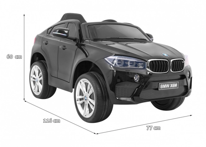 BMW X6M Elektrické dětské auto Lak černá + Dálkové ovládání + EVA + Pomalý start + Audio + LED