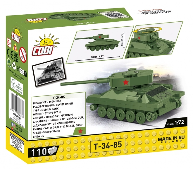 COBI 3092 II WW Tank T-34/85, 1:72, 110 k