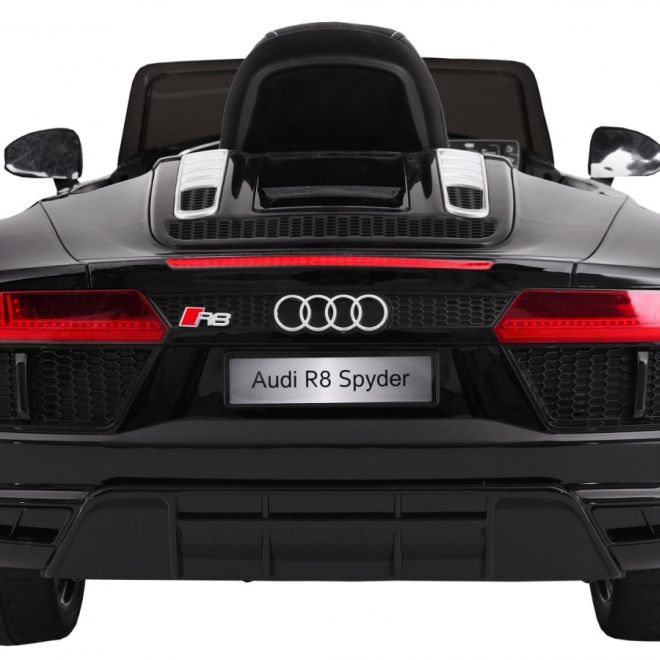 Audi R8 Spyder na baterie Lak černá + Dálkové ovládání + EVA + Pomalý start + Rádio MP3 + LED dioda
