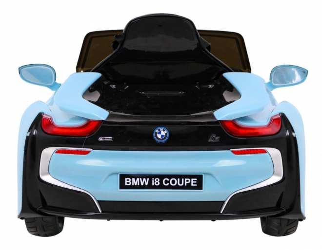 BMW I8 Lift Battery Car Blue + dálkové ovládání + pomalý start + 3bodové pásy + MP3 USB + LED dioda