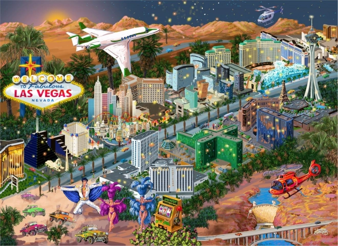 Wooden City Dřevěné puzzle Vítejte v Las Vegas 2v1, 505 dílků EKO