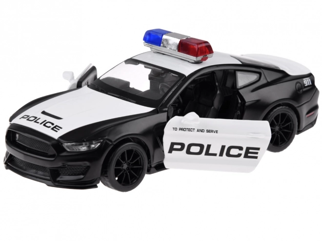 Kovové policejní auto Ford Shelby GT350 v měřítku 1:32 s efekty světel majáků