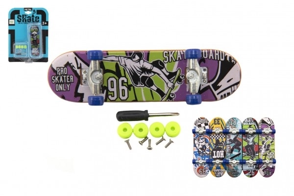 Šroubovací prstový skateboard s doplňky - 9 cm