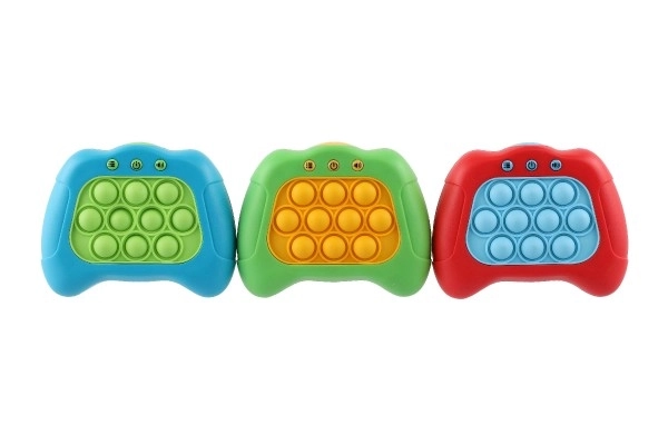 Bubble pops Praskající bubliny silikon postřehová hra na baterie se světlem,zvukem 3 barvy v krab.
