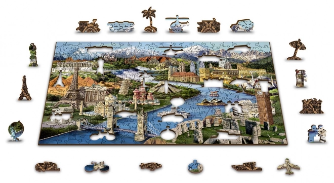 Wooden City Dřevěné puzzle Světové památky 2v1, 75 dílků EKO