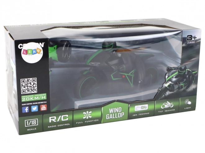 Zelený RC motocykl pro děti