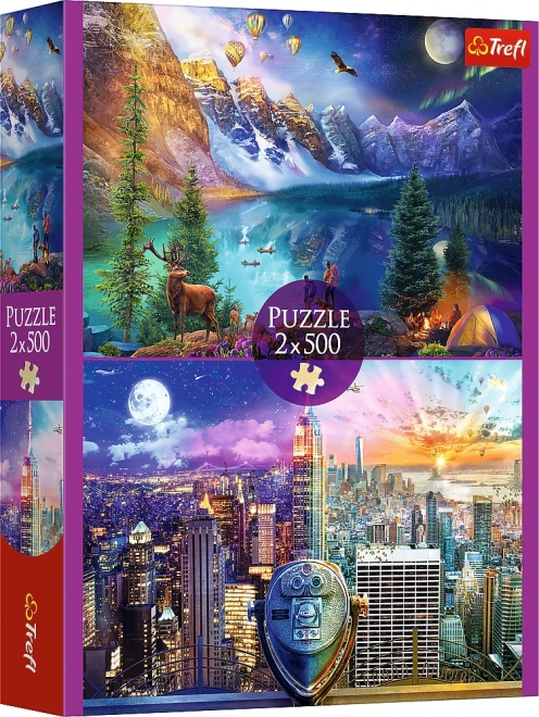 Puzzle Wycieczka po Americe 2x500 dílků