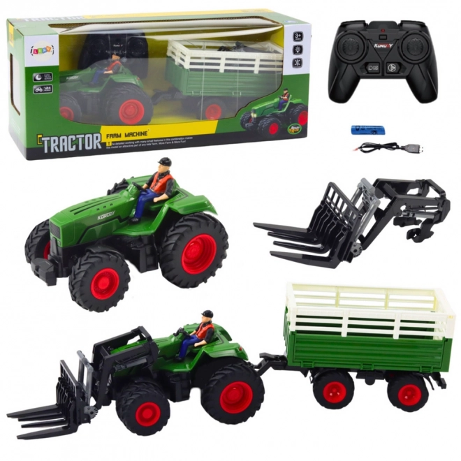 Zábavný RC traktor s přívěsem a vidlemi