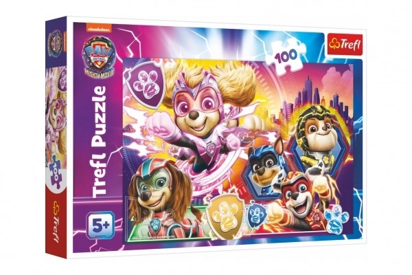 Puzzle Seznamte se s mocnými štěňaty Paw Patrol/Tlapková patrola 100 dílků 41x27,5cm v krab. 29x19cm