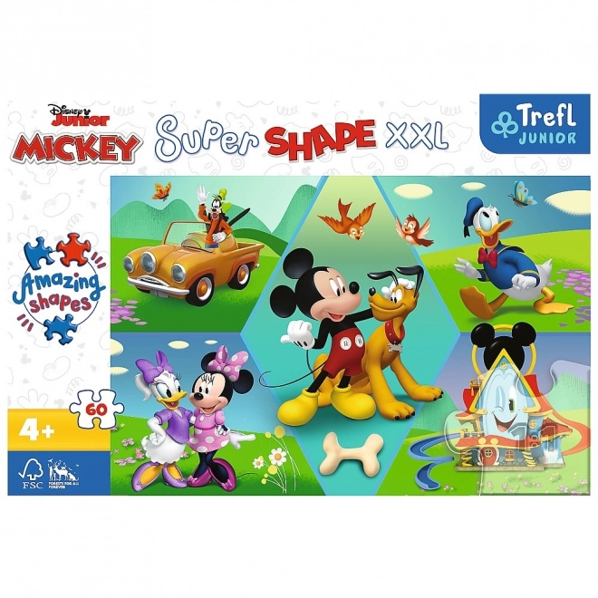 Puzzle 60 dílků XXL Super Shape S Mickeym je to vždycky zábava!