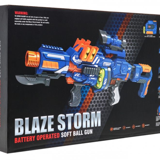 Pušky pro teenagery 14+ Blaze Storm 12 pěnových kuliček + zaměřovač + bajonet