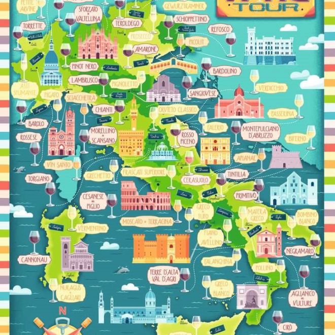 RAVENSBURGER Puzzle Vinařská mapa Itálie 1000 dílků