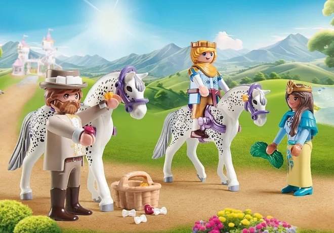 Kouzelná princezna s kočárem a královským párem