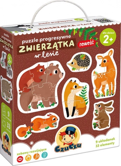 Progresivní puzzle - Zvířátka v lese